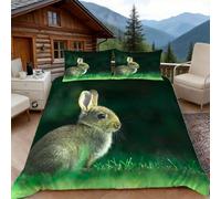 3D King Size Duvet Cover Sets 3D Printed Rabbit Bedding, Pet Animal Soft Microfibre Duvet Cover Sets Quilt Cover and Pillow Set with Zipper 3 Pcs