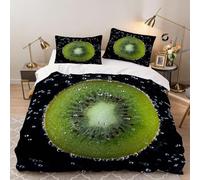3D Kiwi Duvet Cover Set Soft Microfiber Art Deco Bedding Sets with Zipper Quilt Cover for Teens with 2 Pillowcase (135x200, Single)