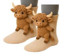 3D Knit Animal Hug Socks, Funny Warm Fuzzy Sloth Socks for Women, Soft Cozy Cotton for Fall & Winter Gift (C)