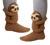 3D Knit Animal Hug Socks, Funny Warm Fuzzy Sloth Socks for Women, Soft Cozy Cotton for Fall & Winter Gift (G)