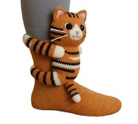 3D Knit Animal Socks - 1pair Hand Crocheted Funny Animal Hug Socks, Winter Double-layer Cotton Sock, Christmas Gifts (C)