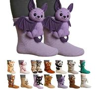 3D Knit Animal Socks, 2026 New Novelty Christmas Sock,Crochet Cute Sock with Double Layer Cotton, Hand Knitted Winter Floor Socks for Adults, Cuddly Thermal Socks with Animal Design