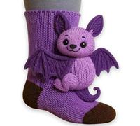 3D Knit Animal Socks,2026 New Novelty Floor Sock for Christmas,Cute Hand Crochet Knit Sock,Winter Warm Floor Socks for Women Adults Christmas Winter Funny Sloth Gifts (Purple, One Size)
