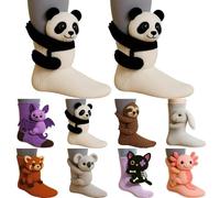 3D Knit Animal Socks 2026 New Novelty Floor Sock for Christmas,Cute Novelty Animal Sock,Hand Crochet Knit Winter Warm Cozy Breathable Floor Socks for Women Men White
