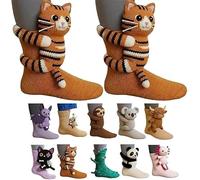 3D Knit Animal Socks,2026 New Novelty Floor Sock for Christmas,Cute Novelty Animal Socks,Cute Hand Crochet Knit Sock,Winter Warm Floor socks for Adults,Breathable Anti-Sweat Design (Cat)