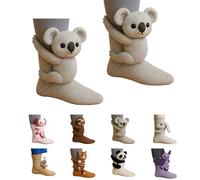 3D Knit Animal Socks, 2026 Novelty Sloth Sock for Christmas Cute Hand Crochet Knit (Koala)