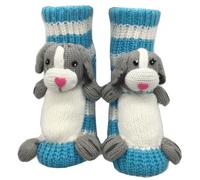 3D Knit Animal Socks,Blue Greyhound Crochet Knit Sock New Novelty Christmas Floor Sock Winter Warm Breathable Anti-Sweat Socks Sleep Home Xmas Funny Gifts