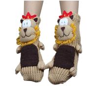 3D Knit Animal Socks,Brown Lion Crochet Knit Sock New Novelty Christmas Floor Sock Winter Warm Breathable Anti-Sweat Socks Sleep Home Xmas Funny Gifts