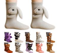 3D Knit Animal Socks - Funny Warm & Soft Long Stocking | Cozy Socks for Fall and Winter | Fun Gift Christmas Stocking Stuffer (Bunny)