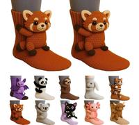 3D Knit Animal Socks - Funny Warm & Soft Long Stocking | Cozy Socks for Fall and Winter | Fun Gift Christmas Stocking Stuffer (Raccoon)