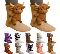3D Knit Animal Socks - Funny Warm & Soft Long Stocking | Cozy Socks for Fall and Winter | Fun Gift Christmas Stocking Stuffer (Cow)