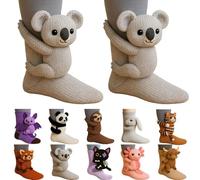 3D Knit Animal Socks - Funny Warm & Soft Long Stocking | Cozy Socks for Fall and Winter | Fun Gift Christmas Stocking Stuffer (Koala)