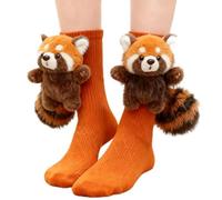 3D Knit Animal Socks, Hand Crocheted Double Layer Warm Novelty Socks with 3D Plush Charms, Cute Fun Cozy Stocking for Adults, Winter Warm Christmas Floor Stocking (H)