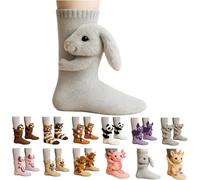 3D Knit Animal Socks, Hand Crocheted Floor Socks for Christmas, Soft Breathable Cotton Novelty Socks, Funny Gifts for Women & Men Comfy