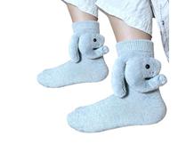 3D Knit Animal Socks, Hand Crocheted Soft Breathable Novelty Cute Stuffed Hug Sock Winter Warm Floor Socks for Men & Women (Bunny)