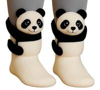 3D Knit Animal Socks, Hand Crocheted Soft Breathable Novelty Cute Stuffed Hug Sock Winter Warm Floor Socks for Men & Women (Panda)