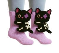 3D Knit Animal Socks, Hand Crocheted Soft Breathable Novelty Cute Stuffed Hug Sock Winter Warm Floor Socks for Men & Women (Cat)