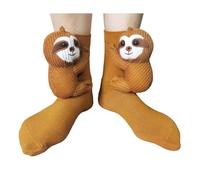 3D Knit Animal Socks, Hand Crocheted Soft Breathable Novelty Cute Stuffed Hug Sock Winter Warm Floor Socks for Men & Women (Monkey)