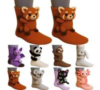 3D Knit Animal Socks, New Novelty Floor Sock for Christmas,Cute Novelty Animal Socks,Cute Hand Crochet Knit Sock,Winter Warm Floor socks for Adults,Breathable Anti-Sweat Design