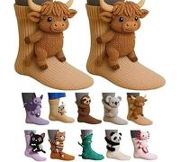 3D Knit Animal Socks, New Novelty Floor Sock for Christmas, Cute Novelty Animal Socks, Hand Crochet Knit Sock, Winter Warm Floor socks for Adults, Breathable Anti-Sweat Design (02)
