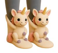 3D Knit Animal Socks, New Novelty Floor Sock for Christmas, Cute Novelty Animal Stocking, Funny Hand Crochet Knit Sock, Winter Warm Home Floor Socks for Adults, Breathable Anti-Sweat (Unicorn)