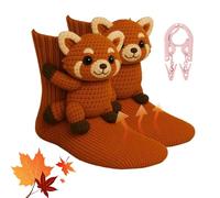 3D Knit Animal Socks, Novelty Floor Sock, Cute Animal Hand Crochet Socks for Christmas, Winter Warm Floor Sock for Adults,Breathable Anti-Sweat, Christmas Gifts (A)