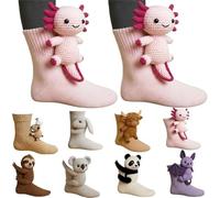 3D Knit Animal Socks - Novelty Floor Sock for Christmas, Animal Socks Hand Crocheted, Multiple Styles of Animal Sock, Cute and Warm, Perfect for Winter, Christmas Gifts for Unisex (Style E)