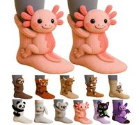 3D Knit Animal Socks, Novelty Floor Sock for Christmas, Cute & Fun 3D Animal Socks, Winter Warm Cozy Hand Crochet Knit Sock, Birthday Christmas Halloween Holiday Gifts for Kids and Adults (F)