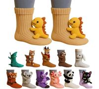 3D Knit Animal Socks - Novelty Floor Sock for Christmas,Cute Novelty Animal Socks,Cute Hand Crochet Knit Sock,Winter Warm Floor socks for Adults,Breathable Anti-Sweat Design (Dinosaur)