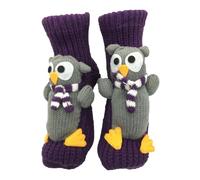 3D Knit Animal Socks,Purple Owl Crochet Knit Sock New Novelty Christmas Floor Sock Winter Warm Breathable Anti-Sweat Socks Sleep Home Xmas Funny Gifts