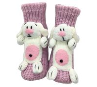 3D Knit Animal Socks,Purple White Rabbit Crochet Knit Sock New Novelty Christmas Floor Sock Winter Warm Breathable Anti-Sweat Socks Sleep Home Xmas Funny Gifts