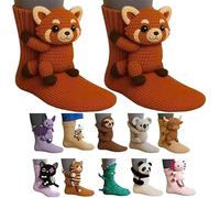 3D Knit Animal Socks,Skid Warm Proof Cotton Socks, Novelty Floor Sock for Christmas,Cute Hand Crochet Knit Sock,Winter Warm Floor socks for Adults,Breathable Anti-Sweat Design (Raccoon)