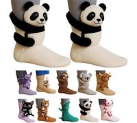 3D Knit Animal Socks,Skid Warm Proof Cotton Socks, Novelty Floor Sock for Christmas,Cute Hand Crochet Knit Sock,Winter Warm Floor socks for Adults,Breathable Anti-Sweat Design (Panda)
