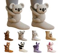 3D Knit Animal Socks, Sloth Socks, Cute Christmas Sock Funny Novelty Sock for Women, Warm Fleece Cosy Thick Non Slip Floor Sock for Adults Kids, 2026 New 3D Animal Figures, Christmas Gifts (B)