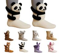 3D Knit Animal Socks, Sloth Socks, Cute Christmas Sock Funny Novelty Sock for Women, Warm Fleece Cosy Thick Non Slip Floor Sock for Adults Kids, 2026 New 3D Animal Figures, Christmas Gifts (F)