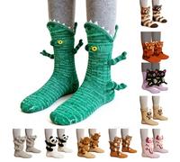 3D Knit Animal Socks with Sloth Fox & Bear Designs Novelty Christmas Floor for Adults Soft Breathable Cotton Blend Winter Warm Fun Stocking Filler Gift for Women Men and Teenage Girls