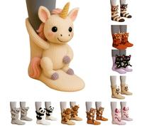 3D Knit Animal Socks with Sloth Fox & Bear Designs Novelty Christmas Floor for Adults Soft Breathable Cotton Blend Winter Warm Fun Stocking Filler Gift for Women Men and Teenage Girls
