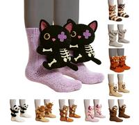 3D Knit Animal Socks with Sloth Fox & Bear Designs Novelty Christmas Floor for Adults Soft Breathable Cotton Blend Winter Warm Fun Stocking Filler Gift for Women Men and Teenage Girls