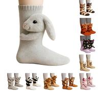 3D Knit Animal Socks with Sloth Fox & Bear Designs Novelty Christmas Floor for Adults Soft Breathable Cotton Blend Winter Warm Fun Stocking Filler Gift for Women Men and Teenage Girls