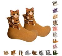 3D Knit Animal Socks Womens Mens Novelty Sock for Christmas Winter Warm Anti-Sweat Design Sloth Socks Cute Crochet Knitted Floor Sock Funny Gifts for Women (Tiger)
