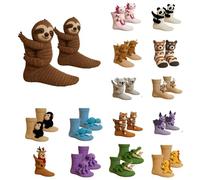 3D Knitted Socks with Animals, Animal Sloth Socks, Hand Crocheted Animal Socks, Double Layer Cotton, Winter Warm Hug Cuddly Socks, Women's Cuddly Socks, Men, Christmas, Men, Women, Sloth Socks, A01