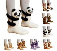 3D Knitted Socks with Animals Hand Crocheted Double Layer Cotton Winter Warm Cuddly Socks Women Men Christmas Animal Socks Animal Socks Sloth Funny Gift Idea, @-2, One Size
