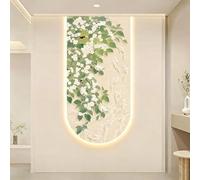 3D Koi Fish Floral Crystal Glass Wall Decor, Arched LED Backlit Relief Sculpture for Entryway, Hallway, Living Room, Vertical Design, 15.7x31.5in