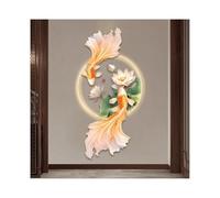 3D Koi Fish Wall Art Decor with LED Light Lucky Carp and Lotus Porch Decoration Painting 3D Wall Sculptures Illuminated Entryway Mural for Entrance