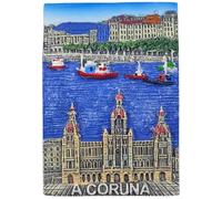 3D La Coruna Spain Fridge Magnet Travel Souvenir Kitchen Refrigerator Decoration Hand Painted Resin Craft