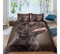 3D Labrador Retrievers Single Duvet Cover Set Pet Dogs Single Bedding Sets Warm Comfort Microfiber Quilt Cover 135x200 cm with 2 Pillowcases for Boys Girls Bedroom F-1870