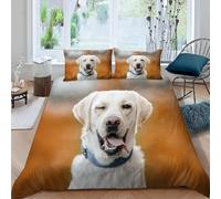3D Labrador Retrievers Super King Duvet Cover Sets Pet Dogs Double Bedding Set Warm Comfort Microfiber Quilt Cover Size 240x260 cm with 2 Pillowcases 50×75 cm E-3912