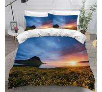 3D Lake and Field Views Single Duvet Cover Sets Natural Scenery Bedding Set Soft Microfiber Quilt Covers 135x200 cm with Zipper Closure and 2 Pillowcases 50x75 cm for Teens d2384