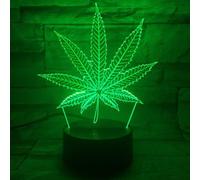 3D Lamp, 420 Marijuana Cannabis Weed Pot Leaf Night Light with 7 Colors Changing