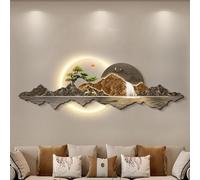3D Landscape Wall Art with LED Light, Creative Chinese Mural Sconce USB, Traditional Oriental Sculpture for Hallway Office Bedroom